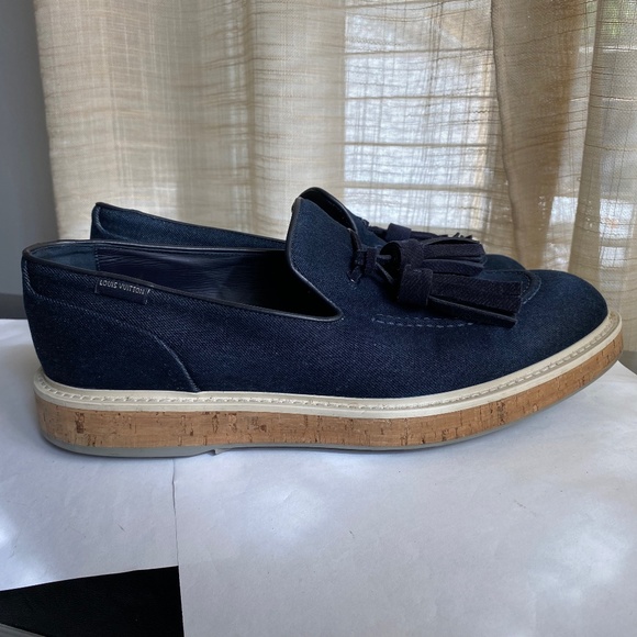 Louis Vuitton denim blue canvas Men’s loafers 9 mens -11womens slip-on moccasins main image 8